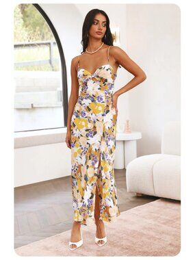 Hello Molly Living With Grace Spaghetti Strap Abstract Floral Print Maxi Dress